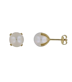 PENDIENTE PERLA ORO 18 KTES. GARRAS 7 MM