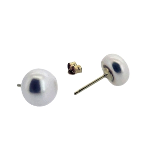 PENDIENTE PERLA BOTON ORO 1ª LEY 9-9.5MM