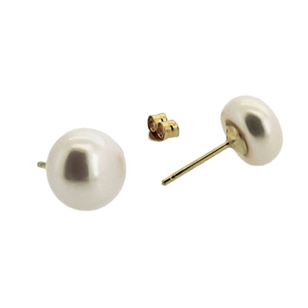 PENDIENTE PERLA BOTON ORO 1ª LEY 8-8.5