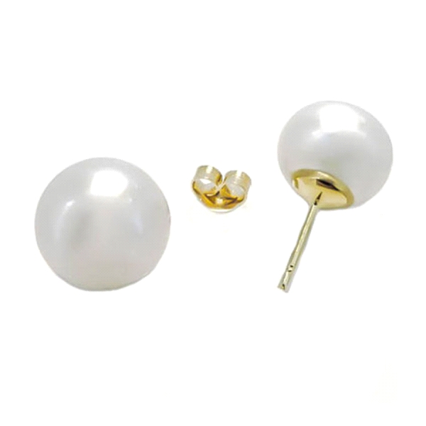 PENDIENTE PERLA BOTON ORO 1ª LEY 11-11.5