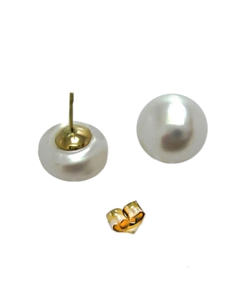 PENDIENTE PERLA BOTON ORO 18 KTES. 12-12