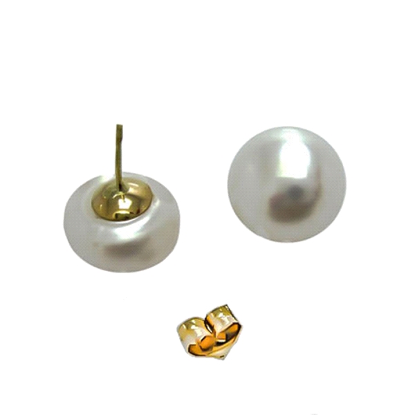 PENDIENTE PERLA BOTON ORO 18 KTES. 12-12