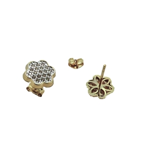 PENDIENTE FLOR ORO 1ª LEY BICOLOR 8 MM