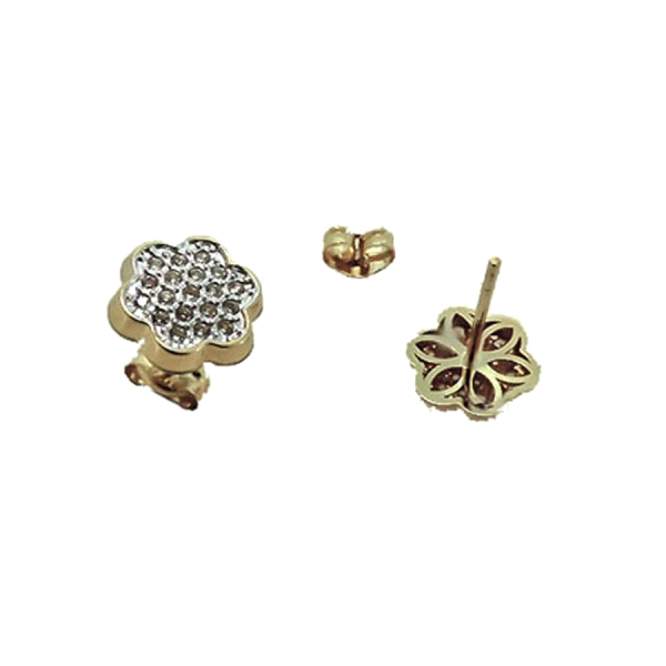 PENDIENTE FLOR ORO 1ª LEY BICOLOR 8 MM