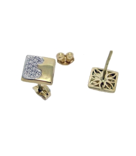 PENDIENTE CUADRADO ORO 1ª LEY 7 X 7 MM