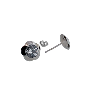 PENDIENTE FLOR BRILLO ORO 18 KTES. 9 MM