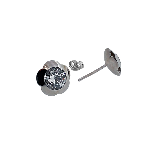 PENDIENTE FLOR BRILLO ORO 18 KTES. 9 MM