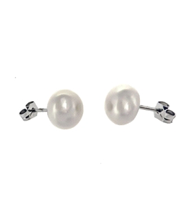 PENDIENTE PERLA BOTON ORO B. 1ª LEY 10MM