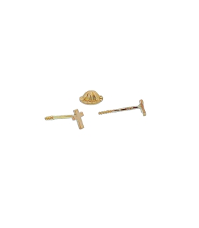 PENDIENTES UNISEX CRUZ ORO 1ª LEY 4X3