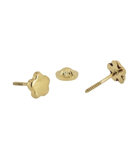PENDIENTE FLOR ORO 1ª LEY BRILLO 5 MM.
