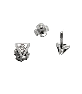 Pendiente brillantes niña / Forma triángulo / 3.80 mm diámetro / Brillante 1.30 mm / Oro blanco rodiado
