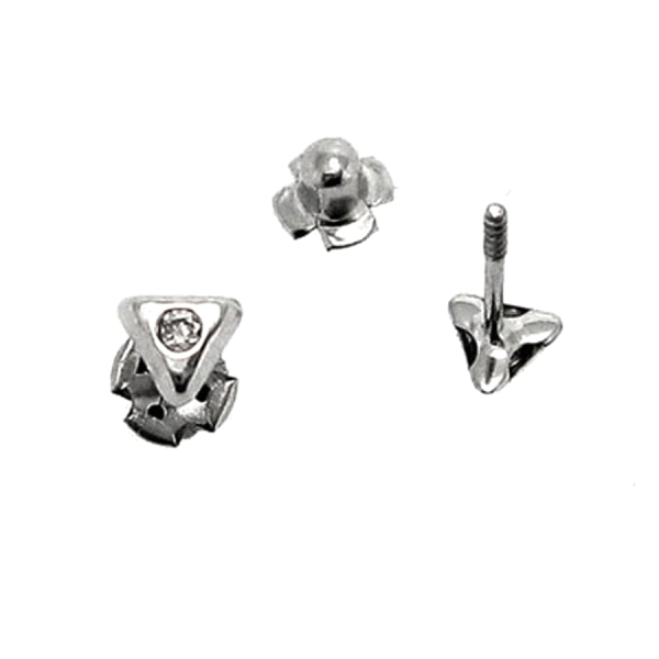 Pendiente brillantes niña / Forma triángulo / 3.80 mm diámetro / Brillante 1.30 mm / Oro blanco rodiado