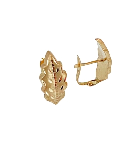 PENDIENTE CLASICO HOJA TALLADA ORO 18 KT