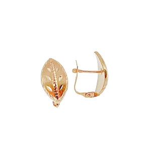 PENDIENTE CLASICO HOJA TALLADA ORO 18 KT