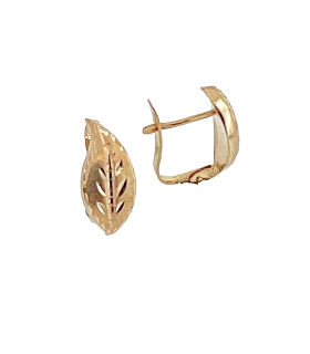 PENDIENTE CLASICO HOJA TALLADA ORO 18 KT