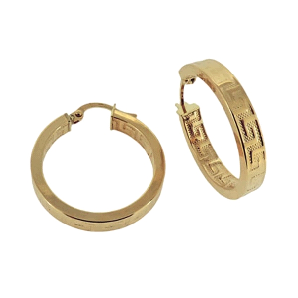 PENDIENTE AROS GRECA ORO 1ª LEY 3,80X23