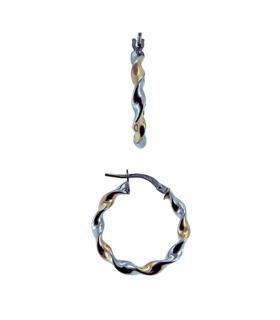 PENDIENTE AROS BICOLOR ORO 1ª LEY 3X21MM