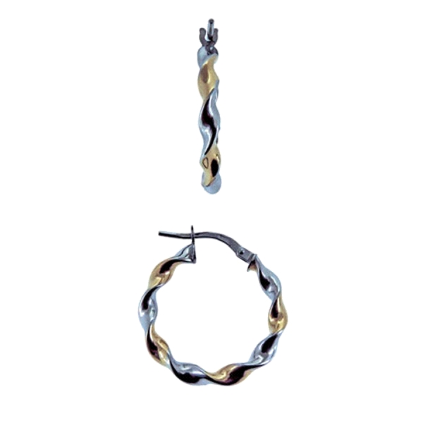 PENDIENTE AROS BICOLOR ORO 1ª LEY 3X21MM