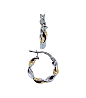 PENDIENTE AROS BICOLOR ORO 1ª LEY 3X16MM