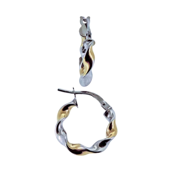 PENDIENTE AROS BICOLOR ORO 1ª LEY 3X16MM