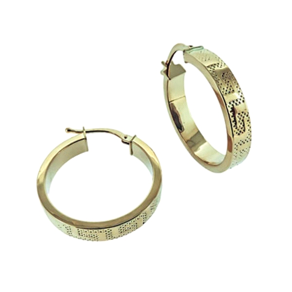 PENDIENTE AROS GRECA ORO 1ª LEY 4X22 MM
