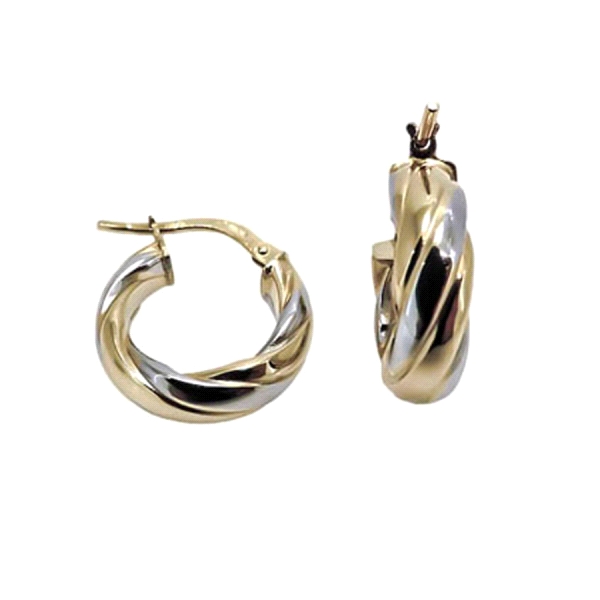 PENDIENTES ARO ORO 1ª LEY 4.5X15 BICOLOR