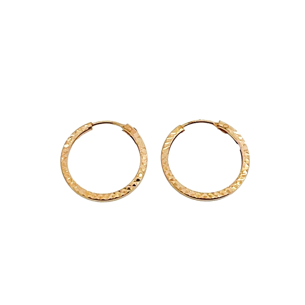 PENDIENTE CRIOLLA TALLADA ORO 18 KTES 12 MM