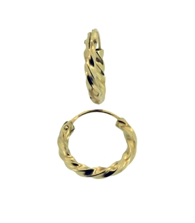 PENDIENTE AROS ORO 1ª LEY 2 X 11 TRENZ.