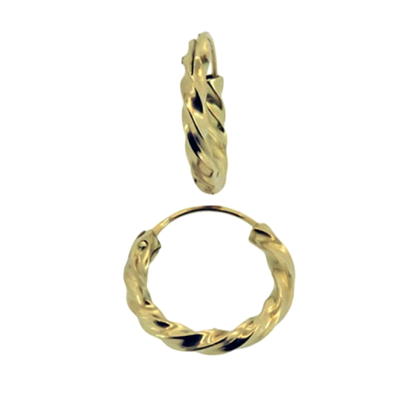 PENDIENTE AROS ORO 1ª LEY 2 X 11 TRENZ.