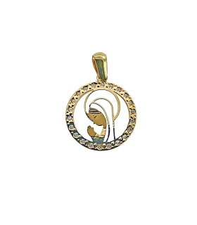 MEDALLA  VIRGEN NIÑA ORO 18 KTES. 13 MM