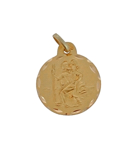 Colgante medalla San Cristobal / Santo patrono de los viajeros / Diámetro 19 mm