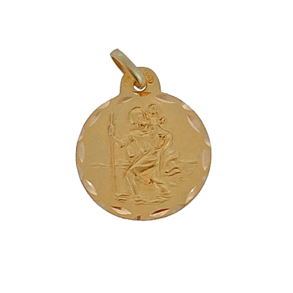 Colgante medalla San Cristobal / Santo patrono de los viajeros / Diámetro 19 mm