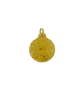 Colgante medalla escapulario / Vírgen del Carmen y Sagrado Corazón de Jesus / Diámetro 21 mm / Regalo comunión niño.