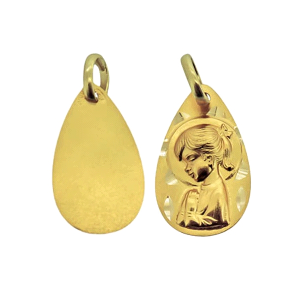 MEDALLA VIRGEN NIÑA ORO 1ª LEY 18 X 10.5
