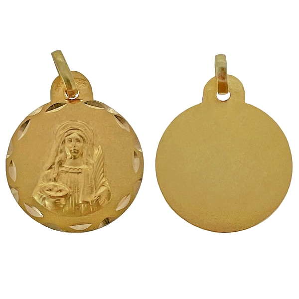 MEDALLA SANTA LUCIA ORO 18 KTES. 17 MM.