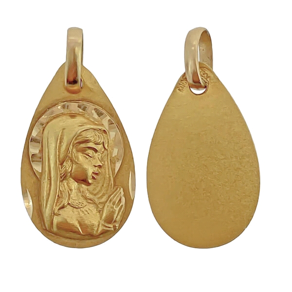 MEDALLA VIRGEN NIÑA ORO 1ª LEY 18X11 MM.