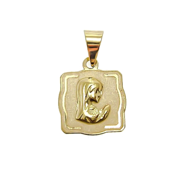 MEDALLA VIRGEN NIÑA ORO 1ª LEY 12X12 MM.
