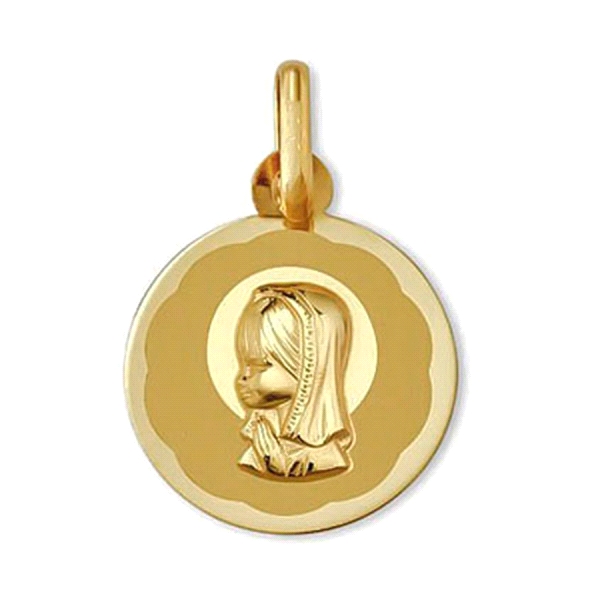 MEDALLA VIRGEN NIÑA ORO 1ª LEY 15 MM.