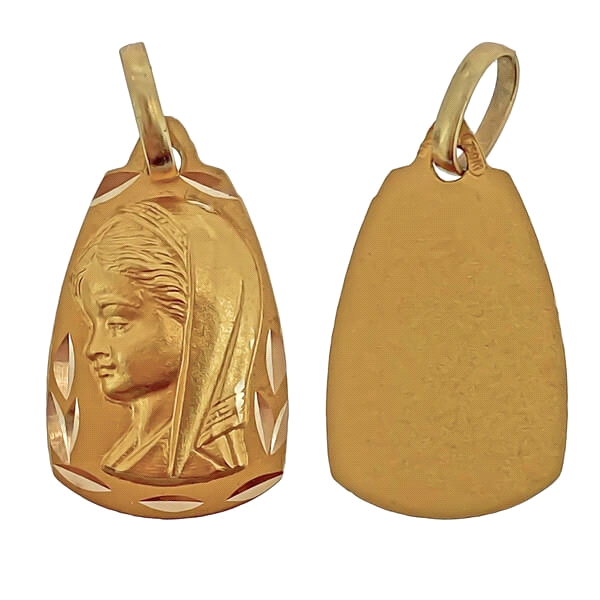 MEDALLA VIRGEN NIÑA ORO 1ª LEY 16X11 MM.