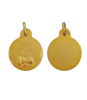 MEDALLA  NIÑO RELOJ ORO PRIMERA LEY 17MM
