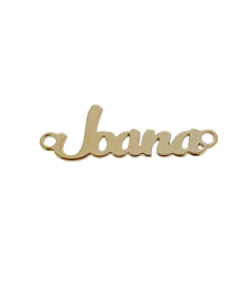 Letrero Joana brillo para montar collar cadena / Alto letra 10 mm / Letra pequeña 5 mm / Ancho 28 mm / Grueso 0.80 mm
