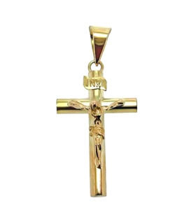 CRUZ CON CRISTO ORO 1ª LEY INRI 3X26X15
