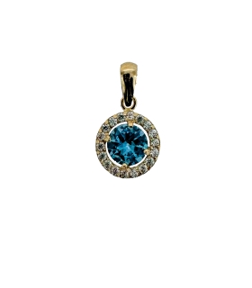 COLGANTE AGUA MARINA ORO 18 KTES. 9 MM.