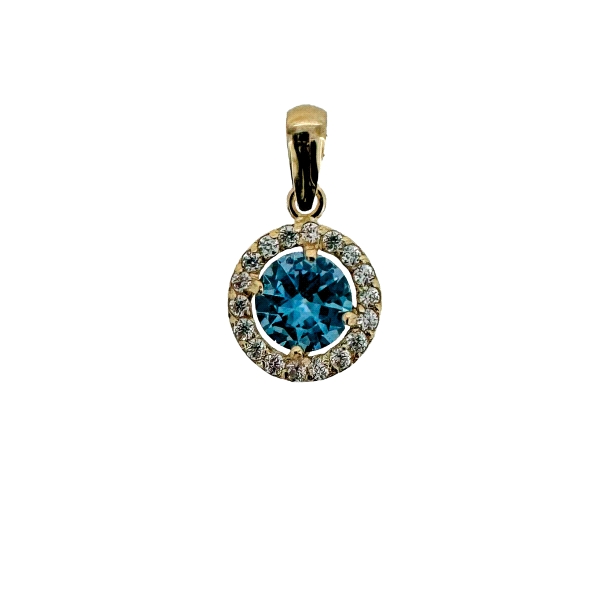 COLGANTE AGUA MARINA ORO 18 KTES. 9 MM.