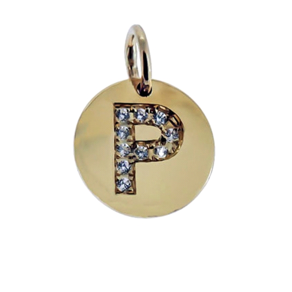 COLGANTE LETRA  P  ORO 18 KTES. 11 MM.