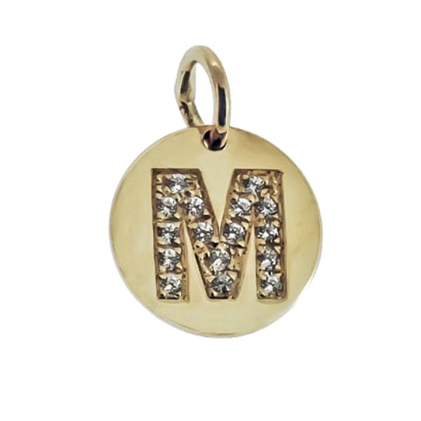 COLGANTE LETRA M ORO 18 KTES. 11 MM