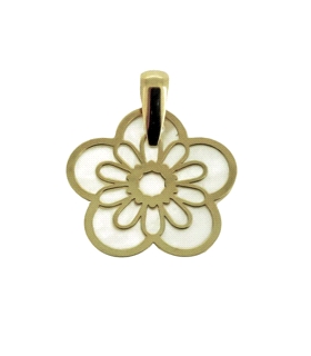 FLOR COLGANTE NACAR ORO 1ª LEY 18 MM