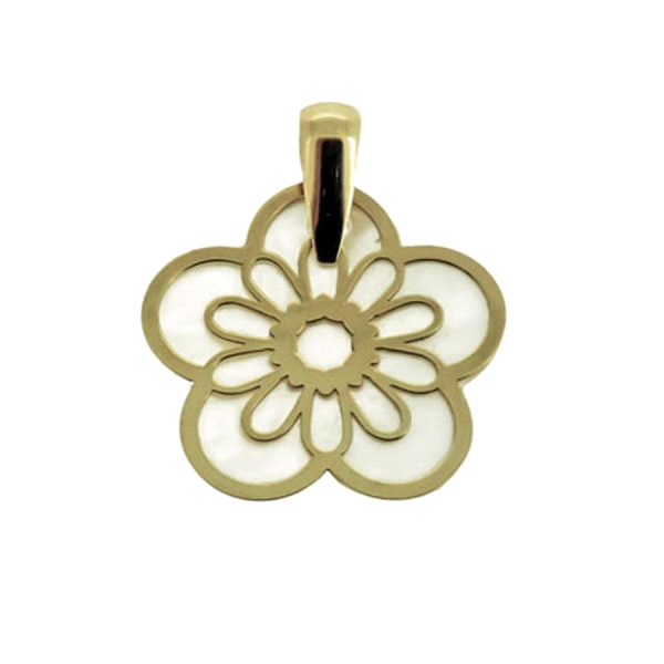 FLOR COLGANTE NACAR ORO 1ª LEY 18 MM