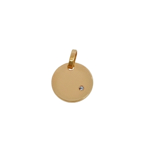 Colgante placa / Disco brillo brillante 0.01 CT.  juvenil / Diámetro 9.70 mm