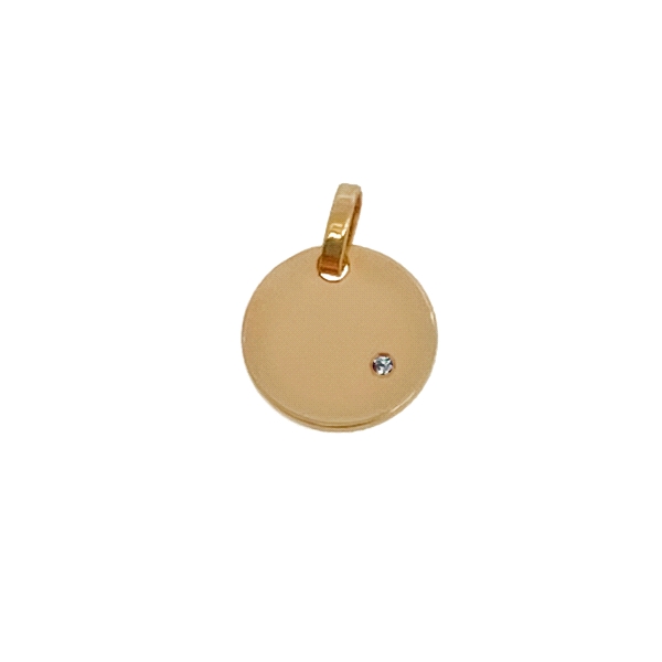 Colgante placa / Disco brillo brillante 0.01 CT.  juvenil / Diámetro 9.70 mm